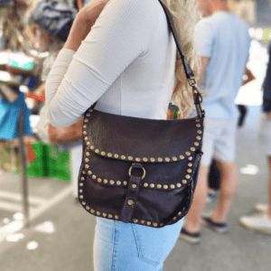 Bolso Amanda de piel lavada color marrón oscuro