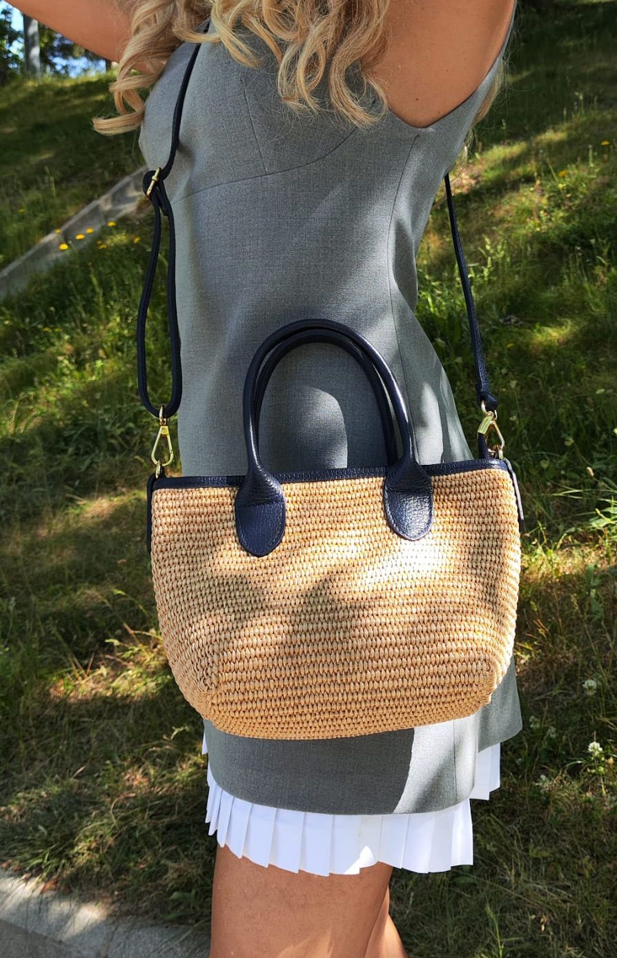 Bolso Sara. Bolso de rafia y piel - Imagen 3