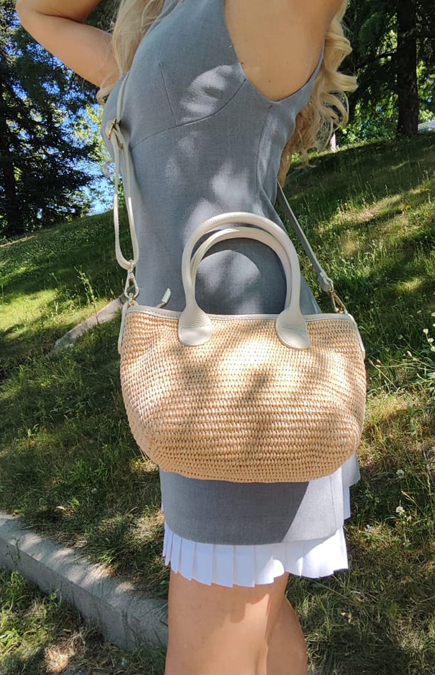 Bolso Sara. Bolso de rafia y piel - Imagen 4