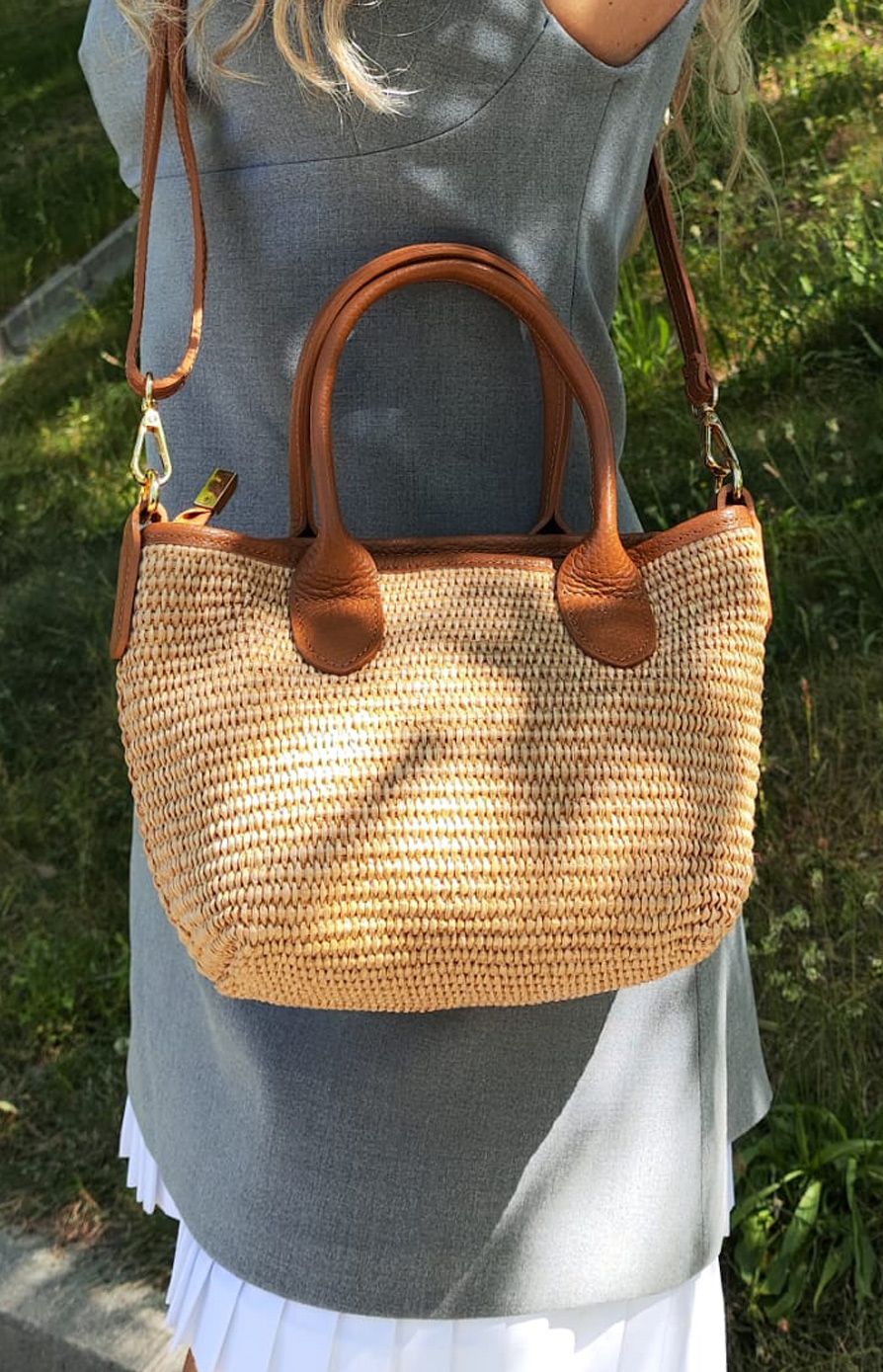 Bolso Sara. Bolso de rafia y piel - Imagen 5