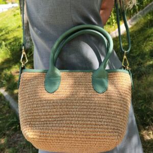 Bolso Sara. Bolso de rafia y piel