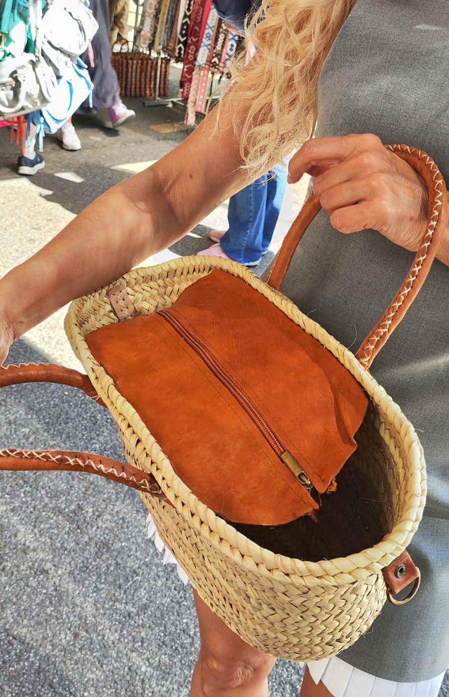 Cesta Jimena, cesta de mimbre y cuero - Imagen 2