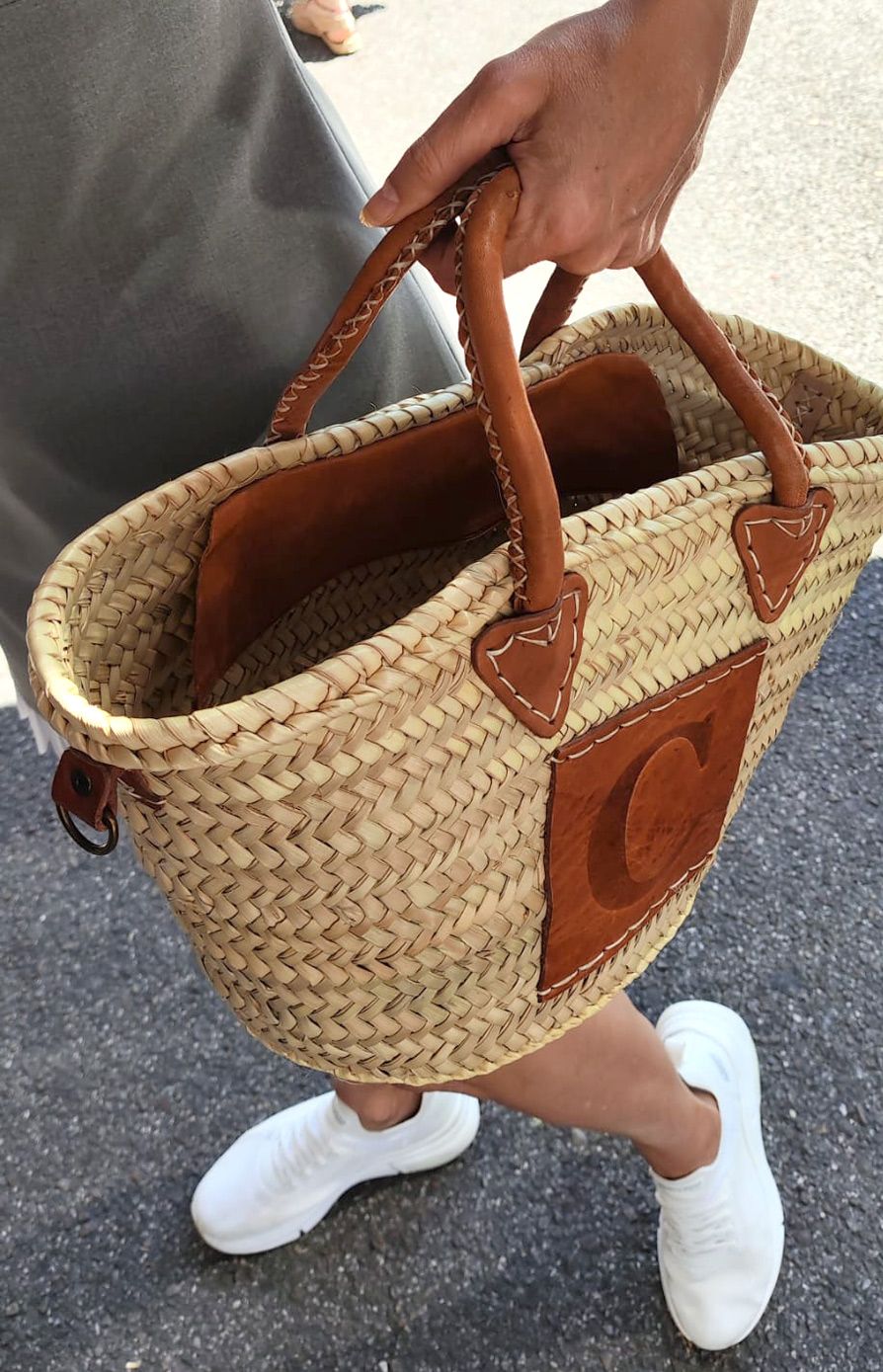 Cesta Jimena, cesta de mimbre y cuero - Imagen 3